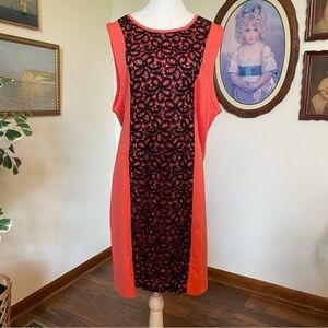 Jennifer Hudson Collection • Orange Sleeveless Sheath Dress w/ Black Lace Sz XL